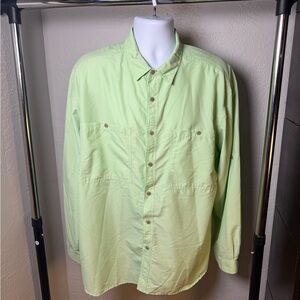 RailRiders Adventure Lime Green Long Sleeve Hiking Travel Fishing Shirt Size XL